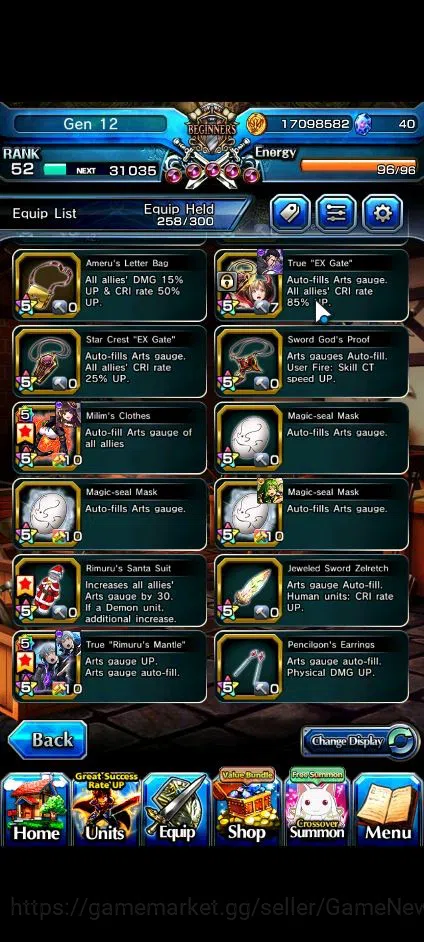 Grand Summoners Accounts End-Game Global|Rank 52|18 8