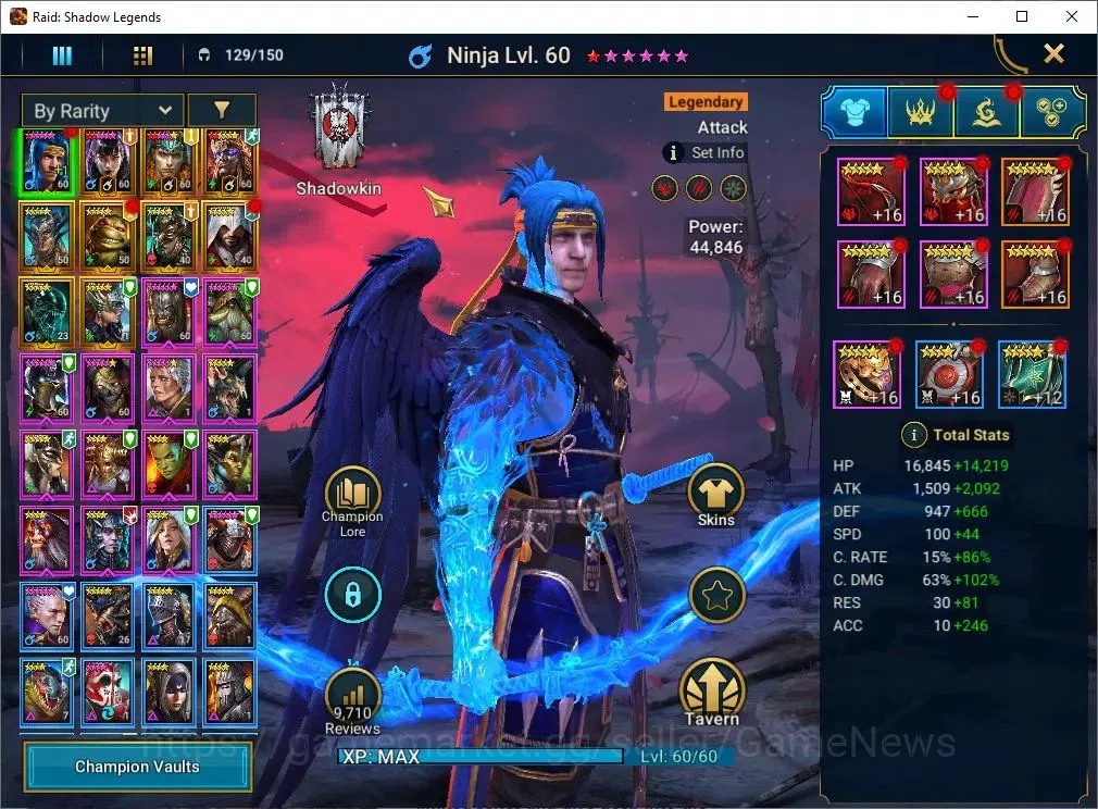 Raid: Shadow Legends Accounts Mid-Game Lv 53|815K Power|10 Legend(Ninja,Artax,Ezio,Alice,Ludex,McAngelo,Loki,Etc)|10K 10