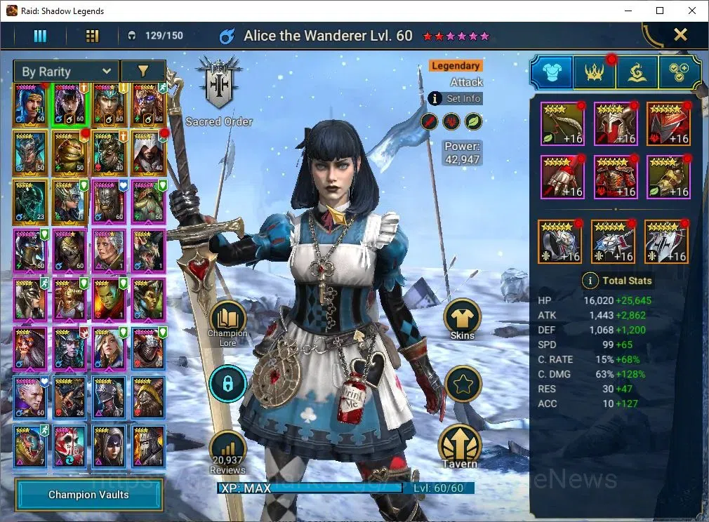 Raid: Shadow Legends Accounts Mid-Game Lv 53|815K Power|10 Legend(Ninja,Artax,Ezio,Alice,Ludex,McAngelo,Loki,Etc)|10K 11