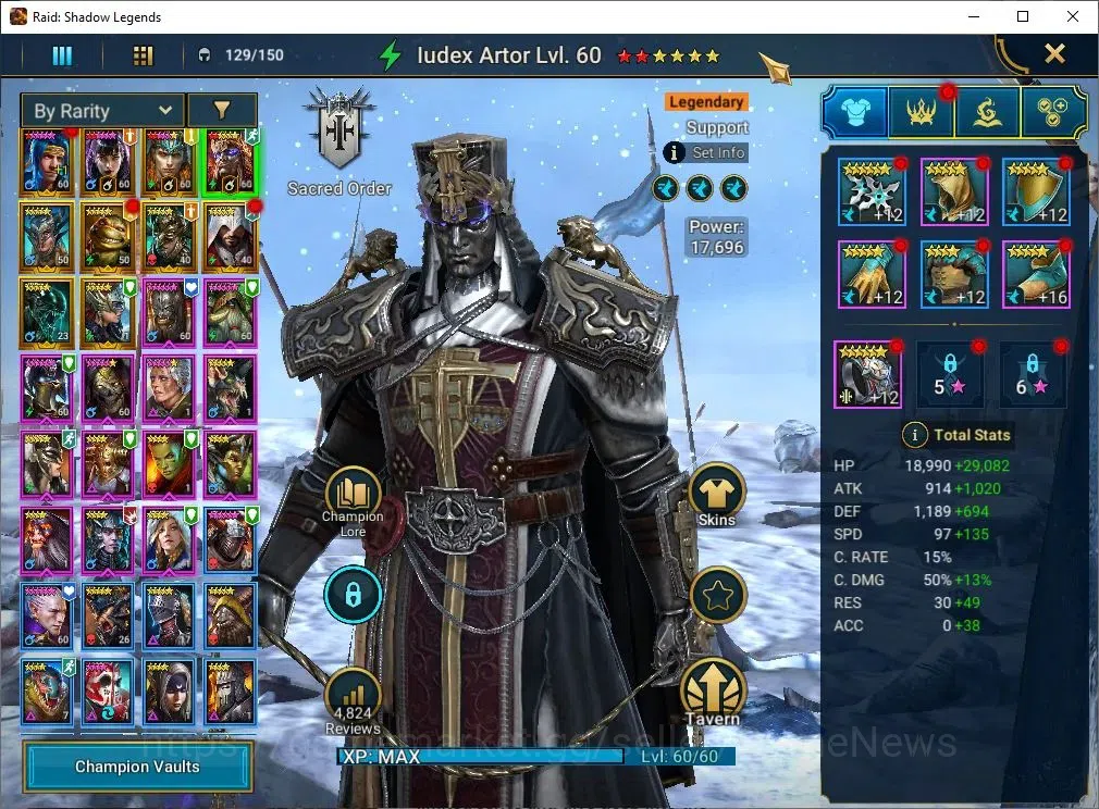 Raid: Shadow Legends Accounts Mid-Game Lv 53|815K Power|10 Legend(Ninja,Artax,Ezio,Alice,Ludex,McAngelo,Loki,Etc)|10K 12