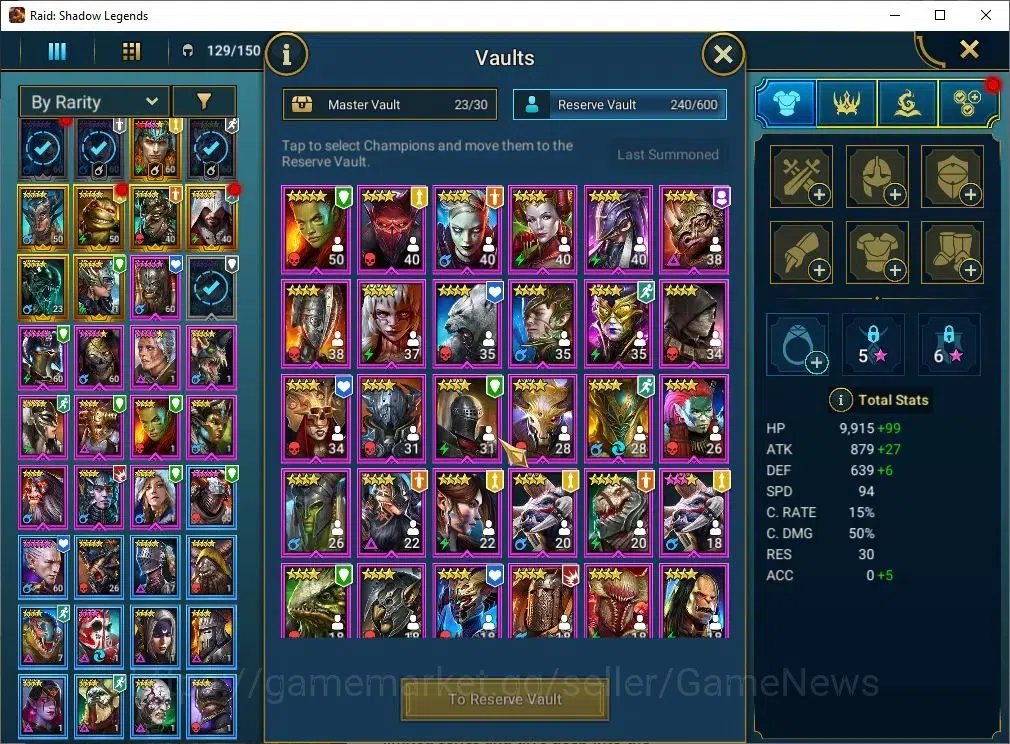 Raid: Shadow Legends Accounts Mid-Game Lv 53|815K Power|10 Legend(Ninja,Artax,Ezio,Alice,Ludex,McAngelo,Loki,Etc)|10K 16