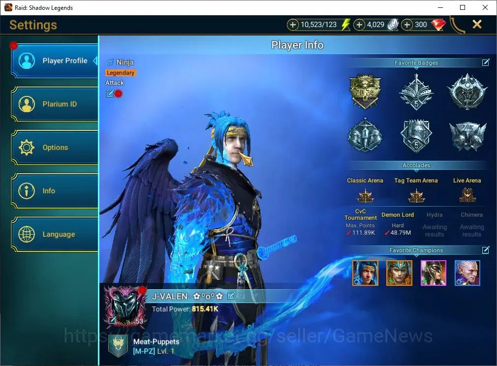Raid: Shadow Legends Accounts Mid-Game Lv 53|815K Power|10 Legend(Ninja,Artax,Ezio,Alice,Ludex,McAngelo,Loki,Etc)|10K 2