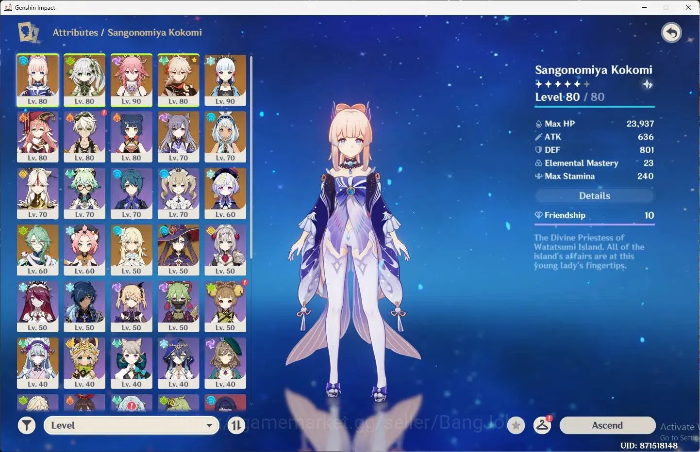 Genshin Impact Accounts Asia|AR 56|7 Limit|Sangonomiya Kokomi,Nahida,Yae M image 2