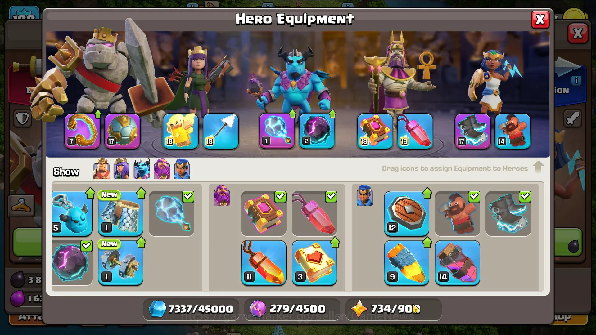 Clash of Clans Accounts Mid-Tier TH 15 MAX-BH9|LV188|HH 9|BK 60,AQ 65,GW 45,MP 51,RC 33|CN OFF|763 Gems,Limited Skin,4 Epic 5