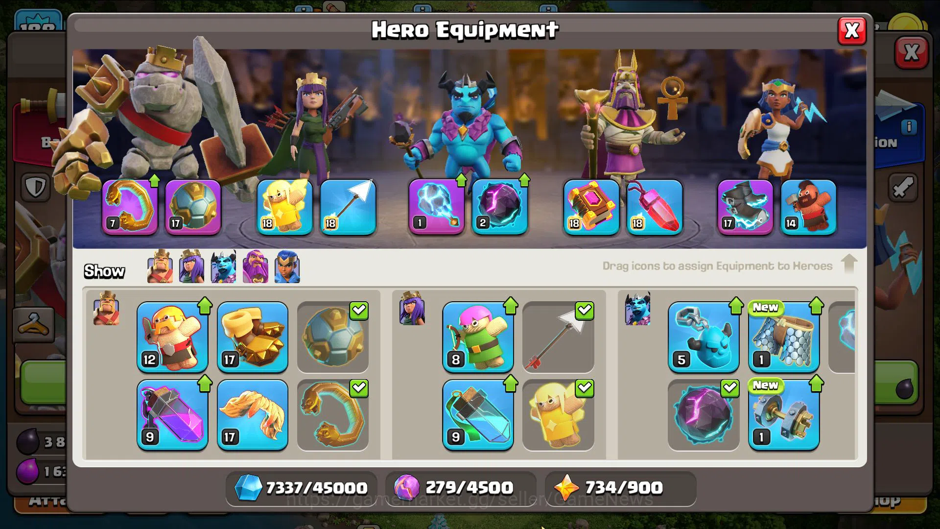 Clash of Clans Accounts Mid-Tier TH 15 MAX-BH9|LV188|HH 9|BK 60,AQ 65,GW 45,MP 51,RC 33|CN OFF|763 Gems,Limited Skin,4 Epic 6