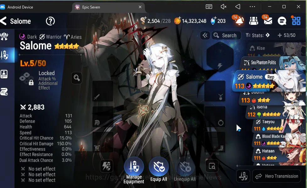 Epic Seven Accounts GLOBAL Unverif|New Era|5 ML(Salome,SP Politis,Arch image 3