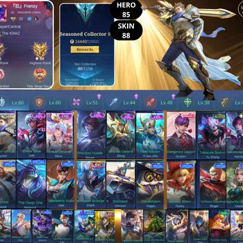Mobile Legends: Bang Bang Accounts Smurf BEST OFFER | HERO 85 | SKIN 88 | ALUCARD LIGHTBORN | VALIR EMBER GAZE | NANA