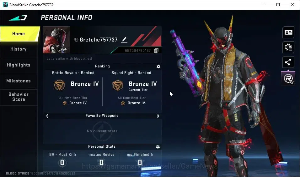 Blood Strike Accounts ASIA|Starter|ULTRA ETHAN-Raid Mask|4 Legendary[P90 image 2