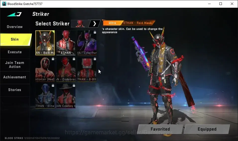 Blood Strike Accounts ASIA|Starter|ULTRA ETHAN-Raid Mask|4 Legendary[P90 image 3