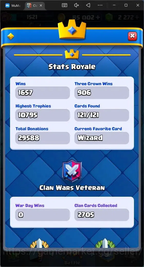 Clash Royale Accounts Mobile|CL 1521|KTL 15|Trophy 10653|121 Cards|1 Max image 5