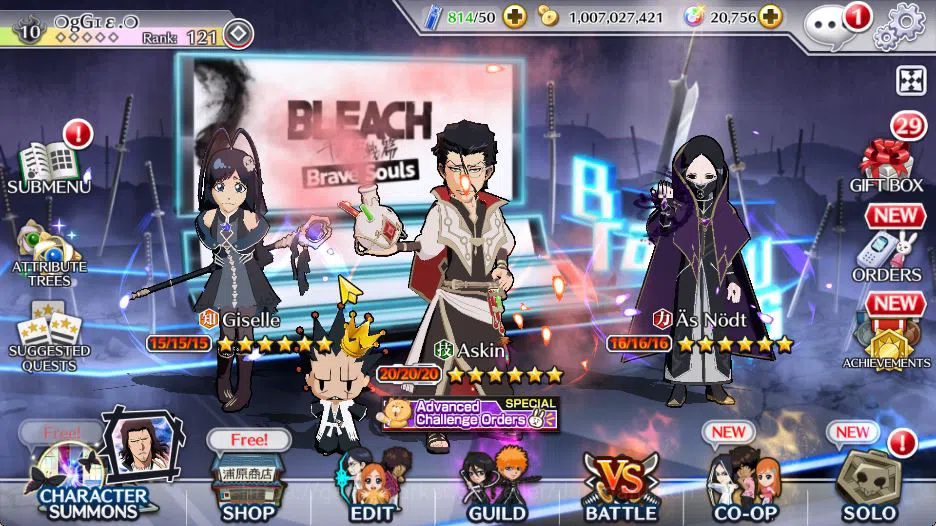 Bleach: Brave Souls Accounts High-End [Global] BP 660K + 20K Orbs| 4 MT [Magic Society(Askin,As Nodt,Giselle),Meninas