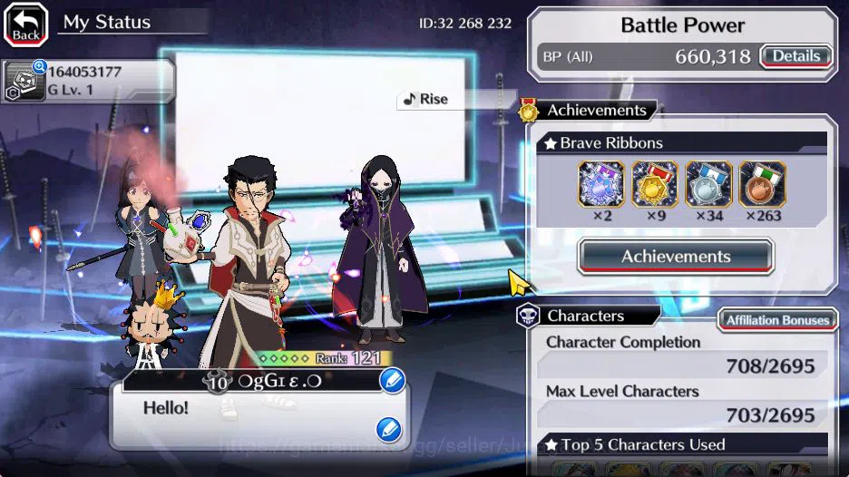 Bleach: Brave Souls Accounts High-End [Global] BP 660K + 20K Orbs| 4 MT [Magic Society(Askin,As Nodt,Giselle),Meninas 2