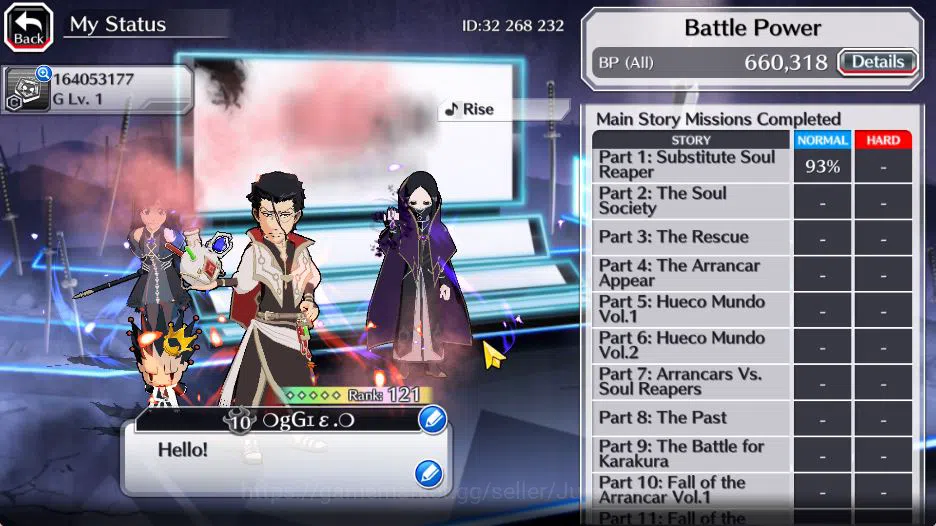 Bleach: Brave Souls Accounts High-End [Global] BP 660K + 20K Orbs| 4 MT [Magic Society(Askin,As Nodt,Giselle),Meninas 3