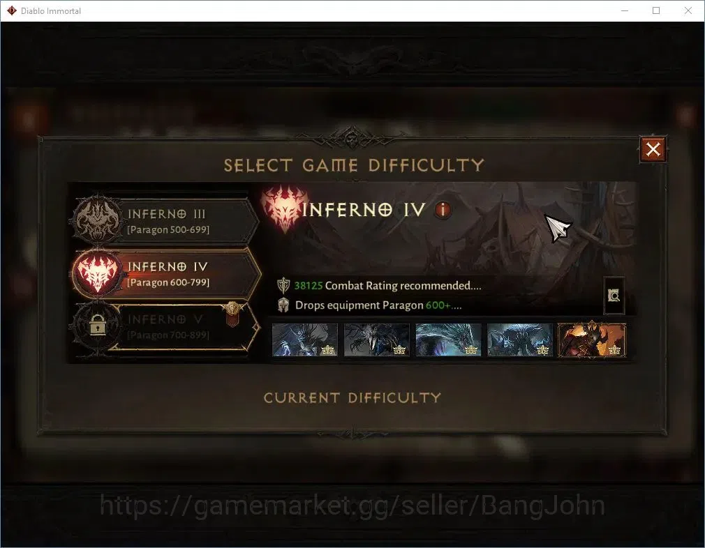 Diablo Immortal Accounts High-End SA-OZA |60 (744) Warlock-Vanquisher|CR 42K|Reso 570|Inferno IV|Skitterwight Lv 30|CS 14
