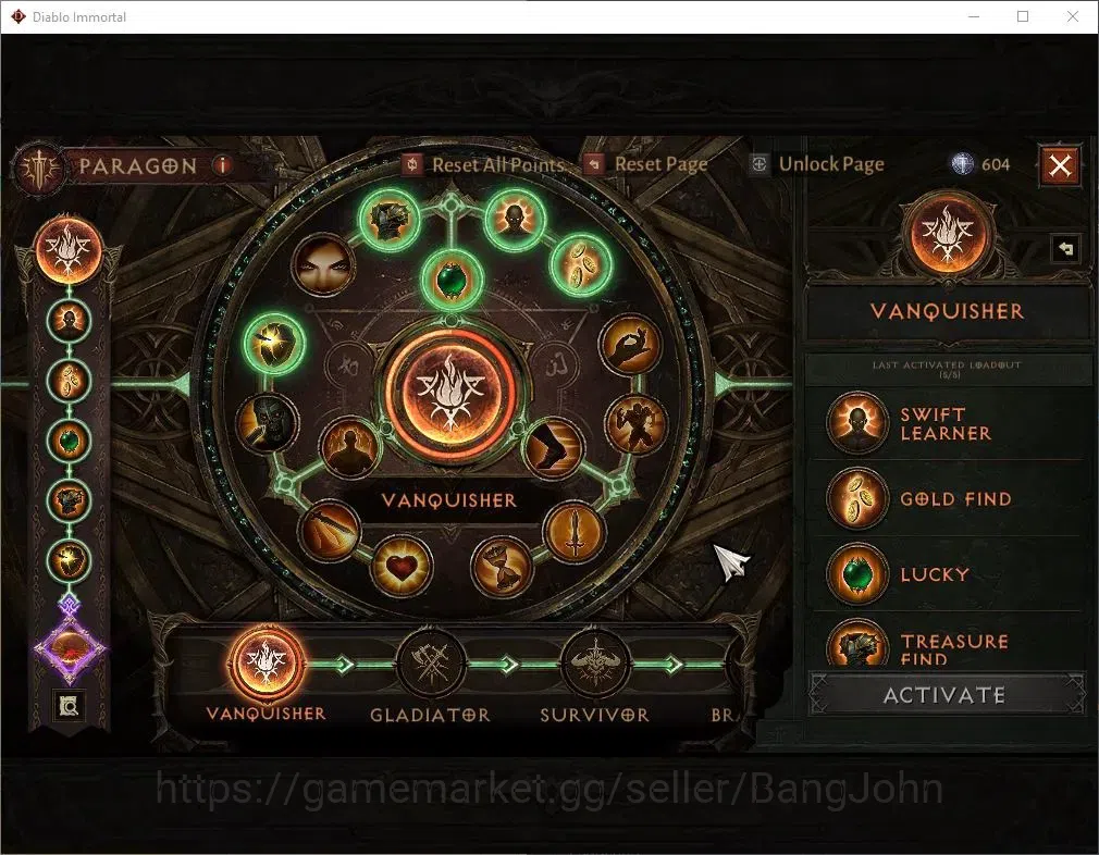 Diablo Immortal Accounts High-End SA-OZA |60 (744) Warlock-Vanquisher|CR 42K|Reso 570|Inferno IV|Skitterwight Lv 30|CS 6