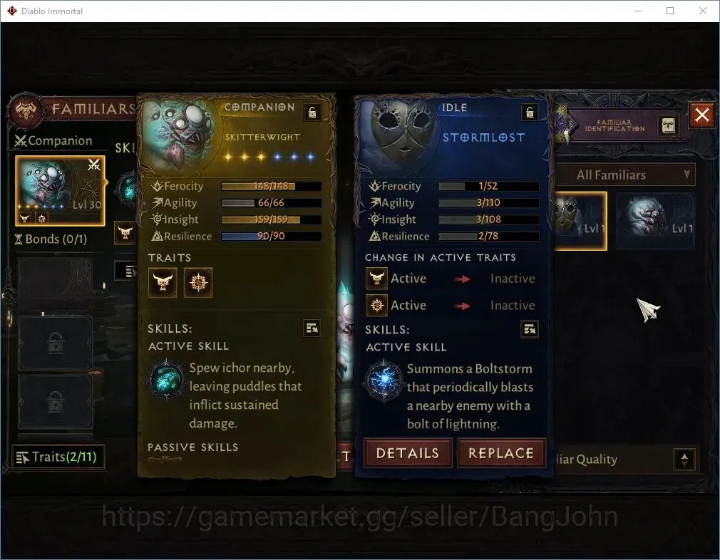 Diablo Immortal Accounts High-End SA-OZA |60 (744) Warlock-Vanquisher|CR 42K|Reso 570|Inferno IV|Skitterwight Lv 30|CS 8
