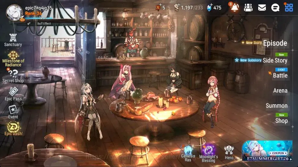 Epic Seven Accounts High-End ASIA | 4 ML(Salome,BHwayoung,RRoana,TMLuluca)|PoH+Bless ON|SS 475|Gold 10.8M|Stigma 101K |Log 2