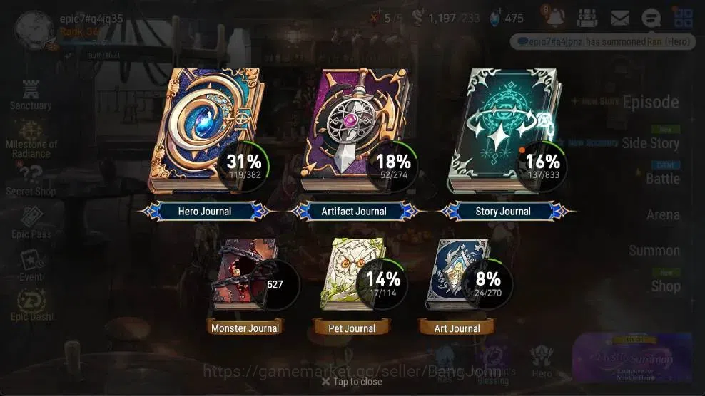 Epic Seven Accounts High-End ASIA | 4 ML(Salome,BHwayoung,RRoana,TMLuluca)|PoH+Bless ON|SS 475|Gold 10.8M|Stigma 101K |Log 3