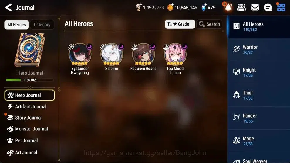 Epic Seven Accounts High-End ASIA | 4 ML(Salome,BHwayoung,RRoana,TMLuluca)|PoH+Bless ON|SS 475|Gold 10.8M|Stigma 101K |Log 4