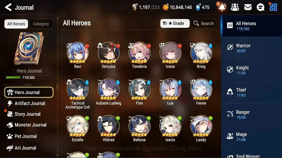 Epic Seven Accounts High-End ASIA | 4 ML(Salome,BHwayoung,RRoana,TMLuluca)|PoH+Bless ON|SS 475|Gold 10.8M|Stigma 101K |Log 5