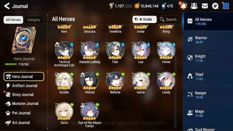 Epic Seven Accounts High-End ASIA | 4 ML(Salome,BHwayoung,RRoana,TMLuluca)|PoH+Bless ON|SS 475|Gold 10.8M|Stigma 101K |Log 6