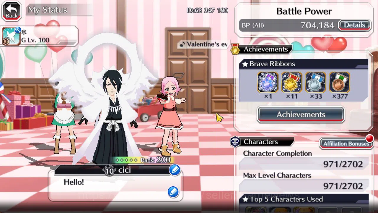 Bleach: Brave Souls Accounts [GLOBAL]50K Orb|Valentine26(Yachiru,Rukia),Renewed image 2