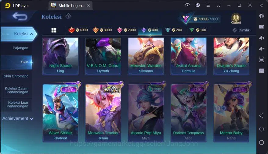 Mobile Legends: Bang Bang Accounts GLOBAL|Hero 107|Skin 251|Prime Granger+Yz,Sanrio F image 10