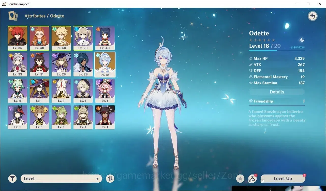 Genshin Impact Accounts Starter Asia|Starter AR 21|1 Limited(*5Char) Odette|15 char*4(Barbara,Sucrose,etc)?MC 1