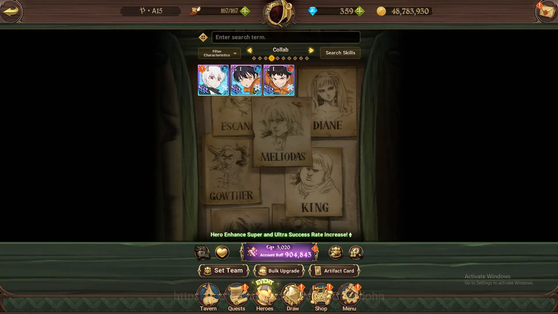 The Seven Deadly Sins: Grand Cross Accounts Others ASIA|900K CC|DM 359|1LR Elizabeth|Full Collab FF|UR Demon King 8