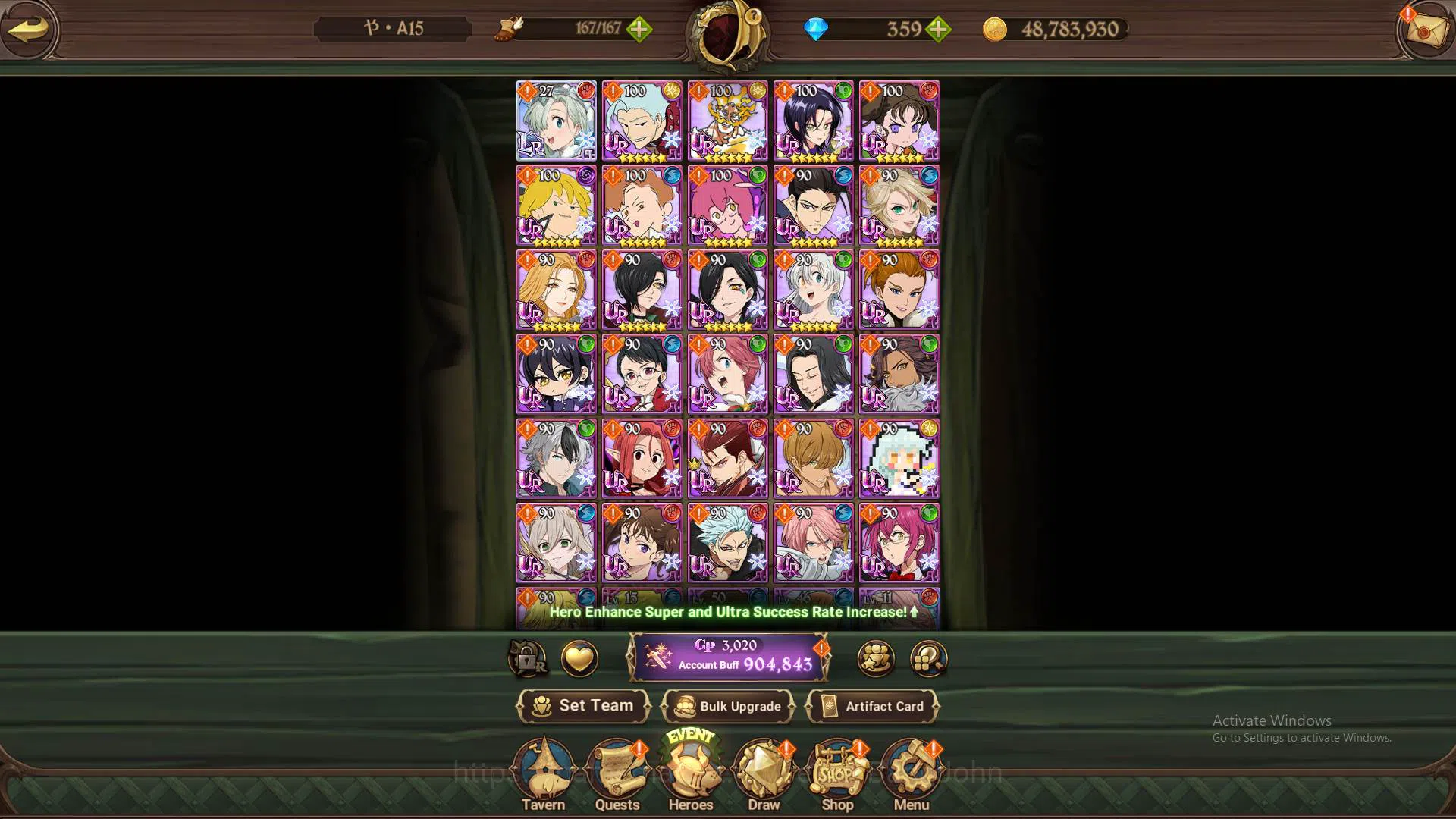 The Seven Deadly Sins: Grand Cross Accounts Others ASIA|900K CC|DM 359|1LR Elizabeth|Full Collab FF|UR Demon King 9