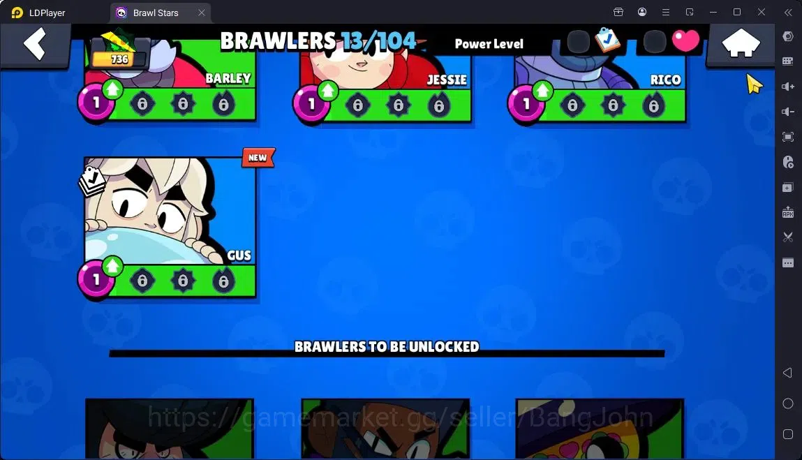 Brawl Stars Accounts Global |Trophy 736|13 Brawler|1 Max Hypercharge(Shelly)|Skins 3 S Rare,1Epic|1080 Bling|27 Gems 7