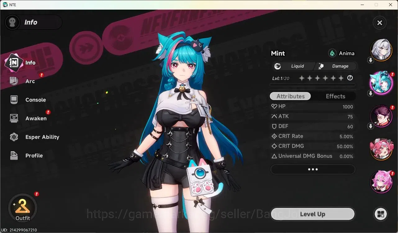 Neverness to Everness Accounts NA|Starter LVL 3, Nanally, 7 Char, MC male, Select image 2