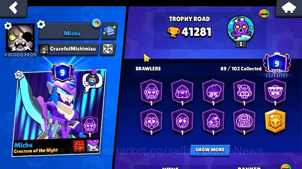 Brawl Stars Accounts 41K Trophy|8,3K Bling| 89 Brawlers, 13 Max Lvl|3 H image 2