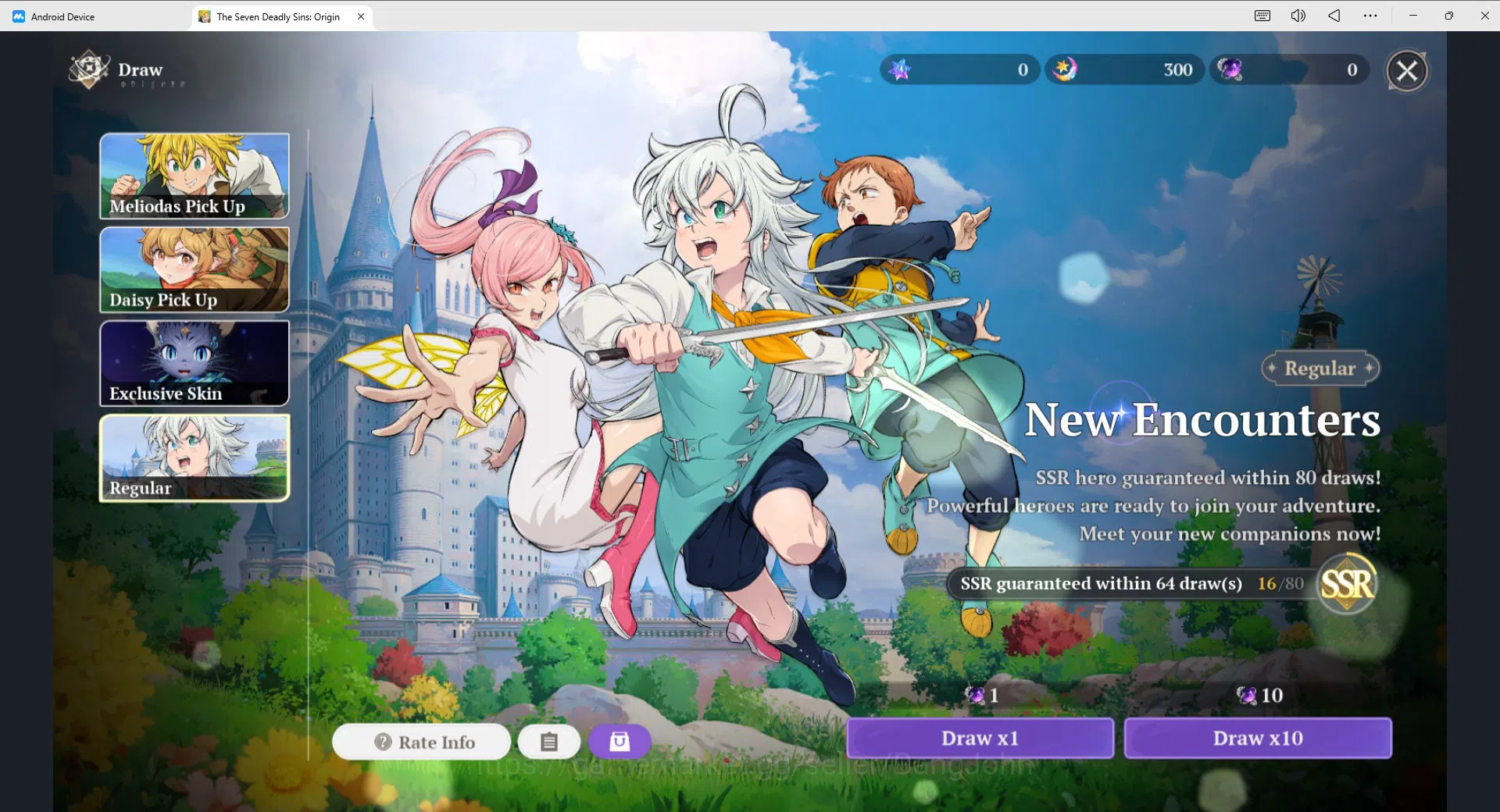 The Seven Deadly Sins: Origin Accounts America-West | Lv2 Starter | 3 SSR Meliodas, Diane, Gulia + SSR Selector ticket 5