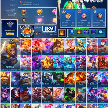 Mobile Legends: Bang Bang Accounts #4644 189 Skins | Vale Gaara (NARUTO) | Natalia Warrioress Paragon (COLLECTOR) | Khaleed