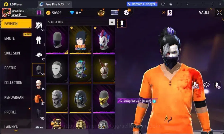 Free Fire Accounts Indonesia | Vault 137 | SG Lumut | Bundle Sasuke | image 17