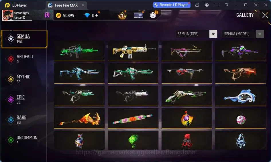Free Fire Accounts Indonesia | Vault 137 | SG Lumut | Bundle Sasuke | image 3