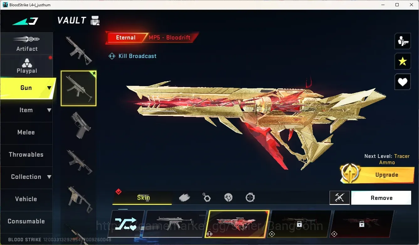 Blood Strike Accounts Others ASIA | 2 Eternal Gun: MP5-Bloodrift Lv.2,MP5-Tidesong|1 AOT Gun|1 Limited Gun|7 Ultra Gun|2 AOT 1