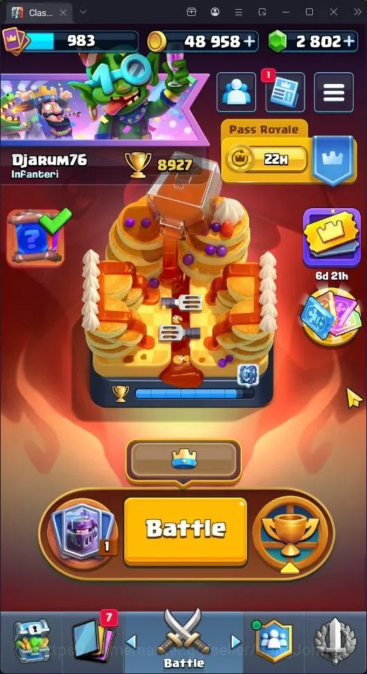 Clash Royale Accounts High-End GLOBAL|Trophy 8927|CL 983|KTL 12|105 Cards|2 Champ|8 Evo|Arena 22|2802 Gems|Proteck Off|SCID 1