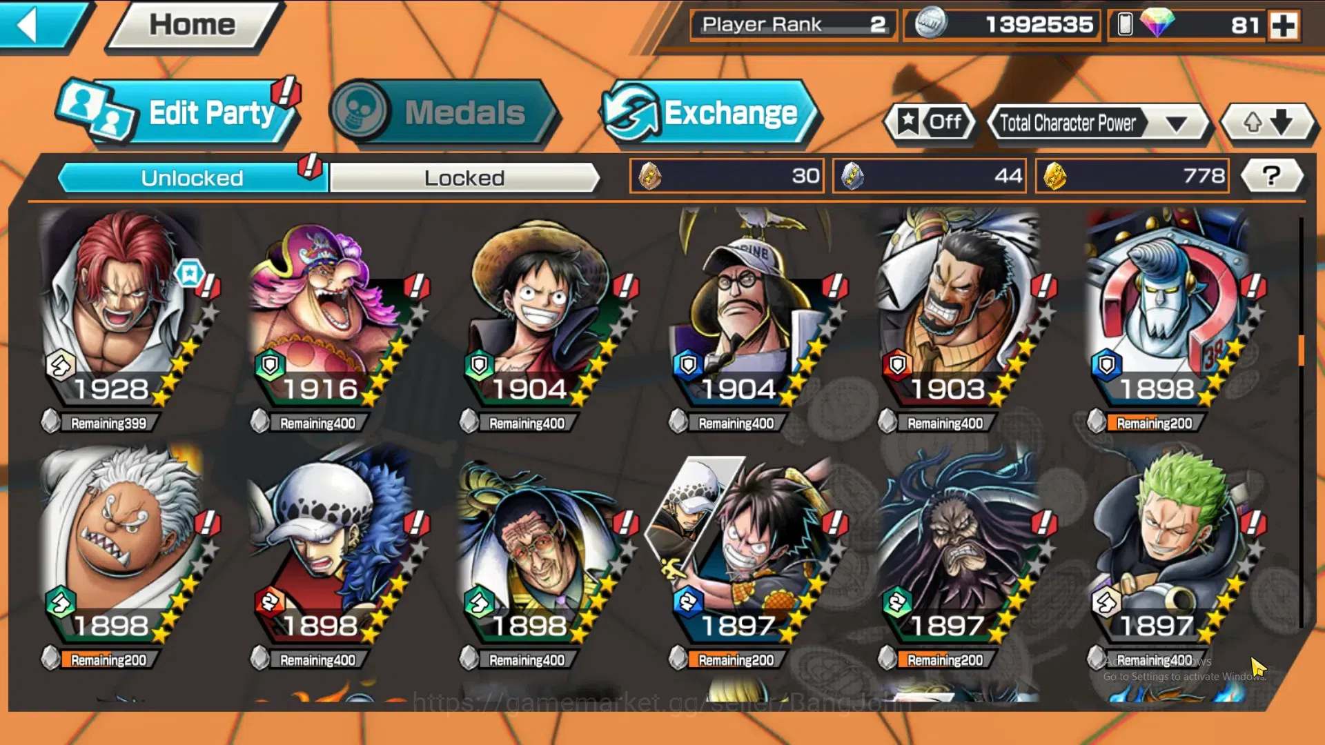 One Piece Bounty Rush Accounts GLOBAL|GF 778|4Ex|St Nusjuro,DD Shanks,Kaido,Monka image 5
