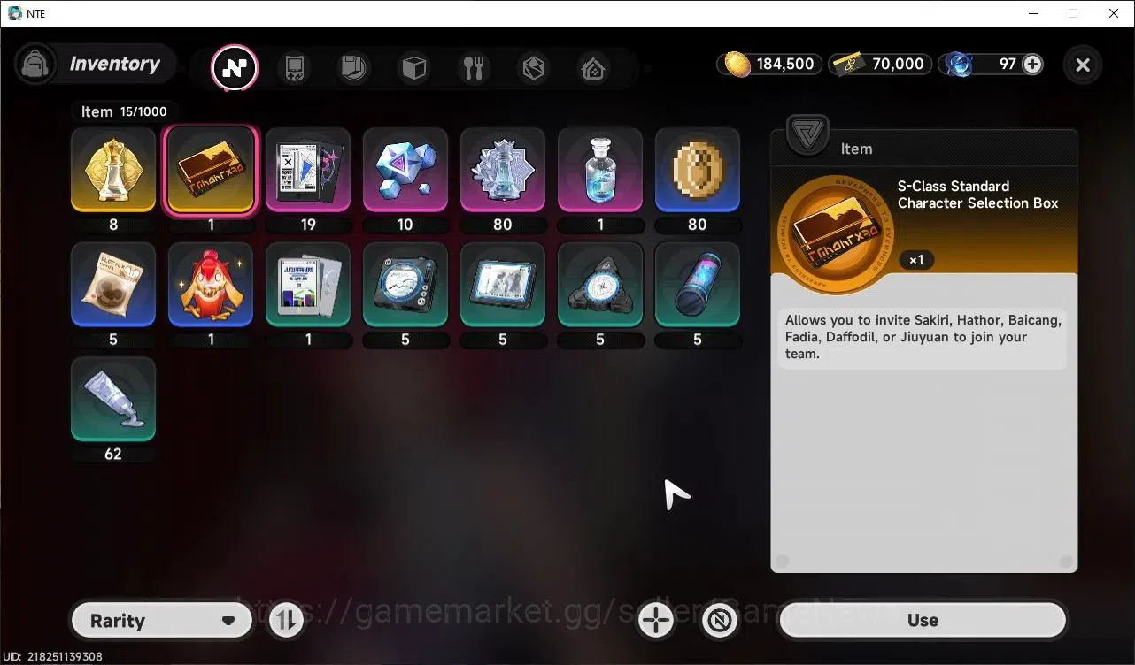 Neverness to Everness Accounts Global EU|HL 5| 1 SSR Nanally Awk 1 + Phoenix Kick Skin & SSR Selector|1 S Arc|Selector 43/50 7