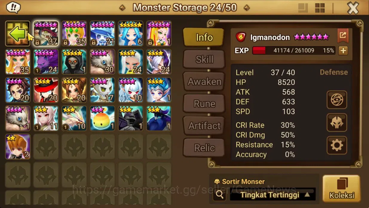 Summoners War: Sky Arena Accounts Starter GLOBAL Lv42|Starter 2LD[Dark Kiara,Light Julianne]|14Total 9