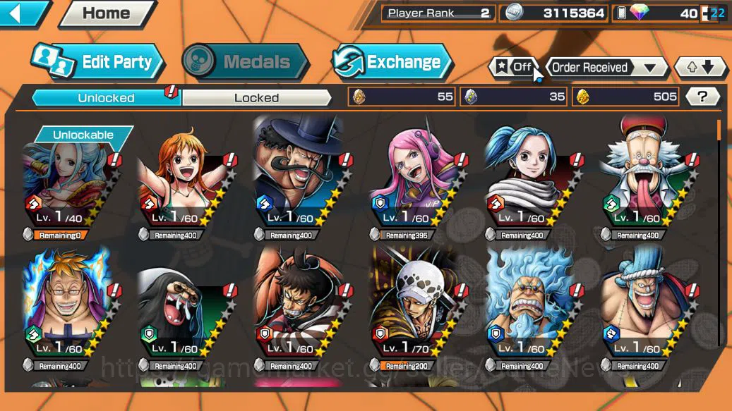 One Piece Bounty Rush Accounts Starter Global|5 EX|T5E St.Jaygarcia,TFE Marshal D.Teach,KING D.Roger,Blackbeard 4