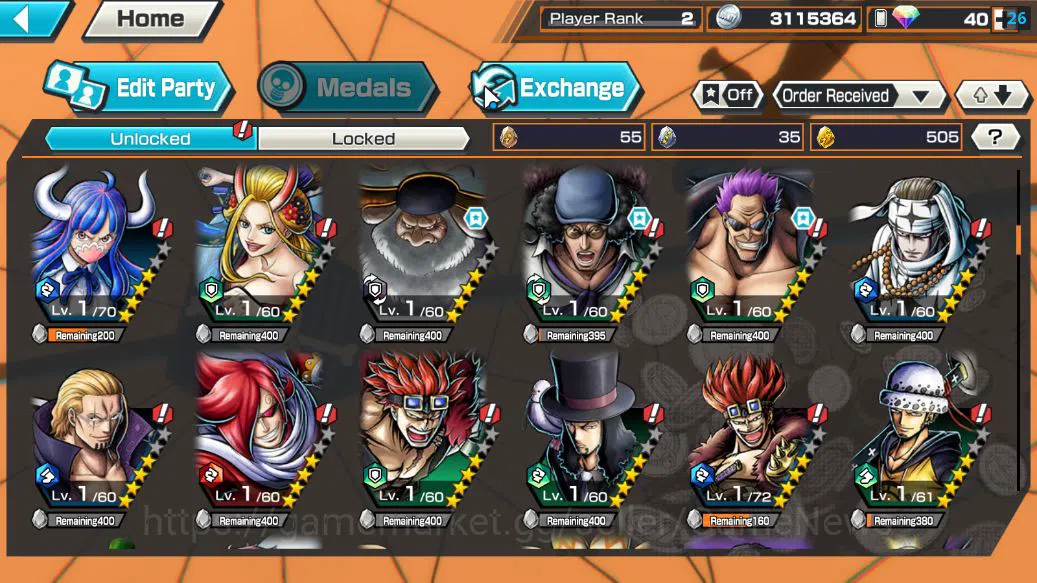 One Piece Bounty Rush Accounts Starter Global|5 EX|T5E St.Jaygarcia,TFE Marshal D.Teach,KING D.Roger,Blackbeard 6