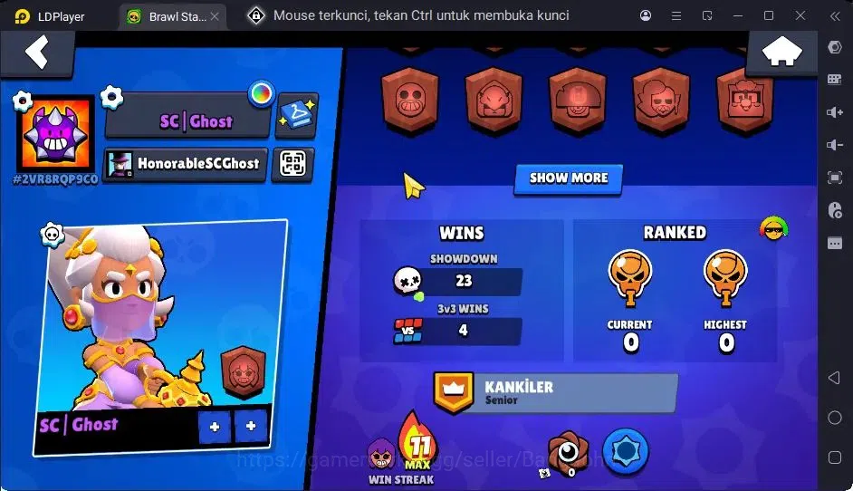 Brawl Stars Accounts Trophy 437|12 Brawler|3 Hypercharge(Shelly,Edgar,JYong)|1Mythic(Otis),3 Epic,2 Rare Skin|2771 3