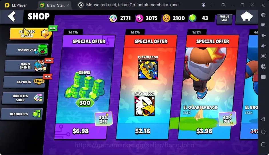 Brawl Stars Accounts Trophy 437|12 Brawler|3 Hypercharge(Shelly,Edgar,JYong)|1Mythic(Otis),3 Epic,2 Rare Skin|2771 4