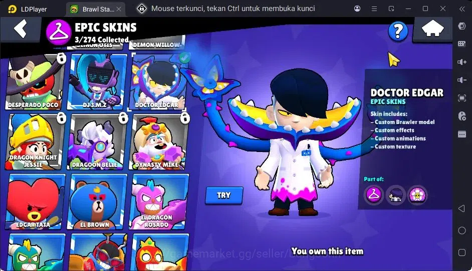 Brawl Stars Accounts Trophy 437|12 Brawler|3 Hypercharge(Shelly,Edgar,JYong)|1Mythic(Otis),3 Epic,2 Rare Skin|2771 8