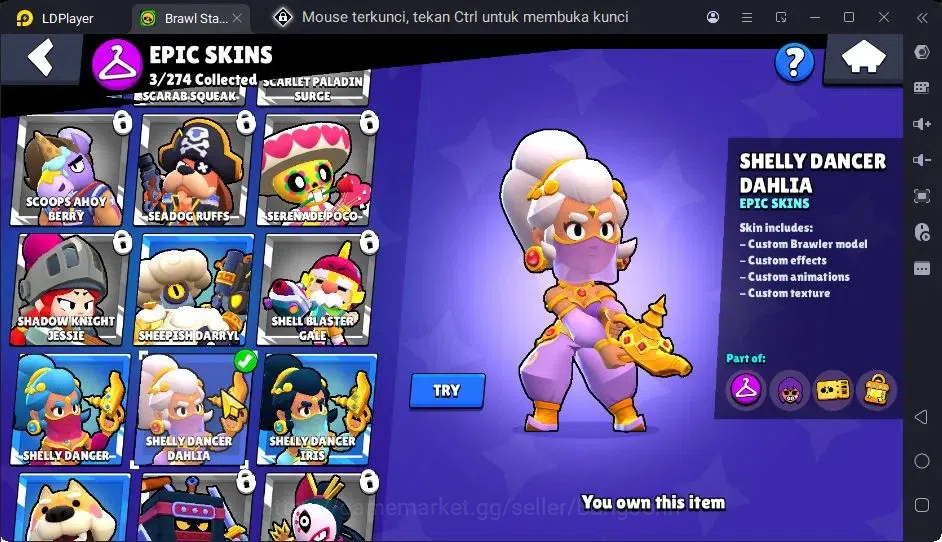 Brawl Stars Accounts Trophy 437|12 Brawler|3 Hypercharge(Shelly,Edgar,JYong)|1Mythic(Otis),3 Epic,2 Rare Skin|2771 9