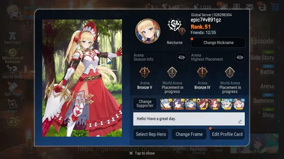Epic Seven Accounts GLOBAL UnVerif|New Era|6 ML(BArunka,LC Bellona,SC  image 2