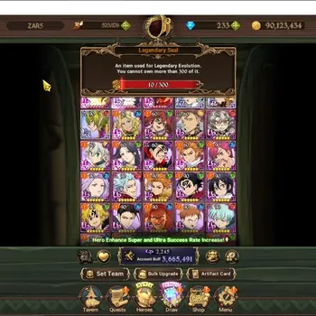The Seven Deadly Sins: Grand Cross Accounts Endgame Global|3,6M CC|234 Dm|3 LR 9 UR+Collab Gachia|P